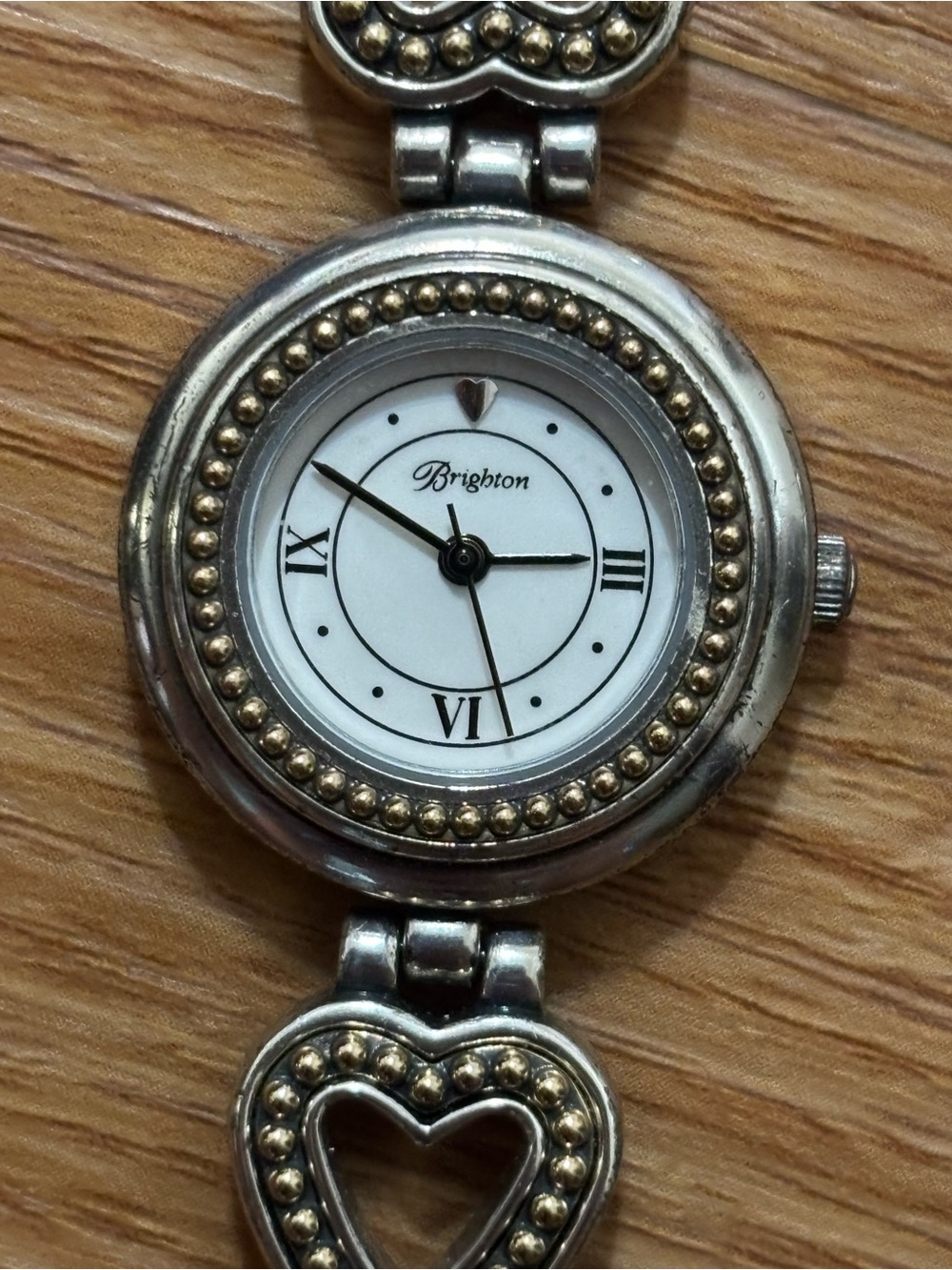 Brighton Vintage Silver/Gold Plated Heart Link Women's Watch Bracelet Like New